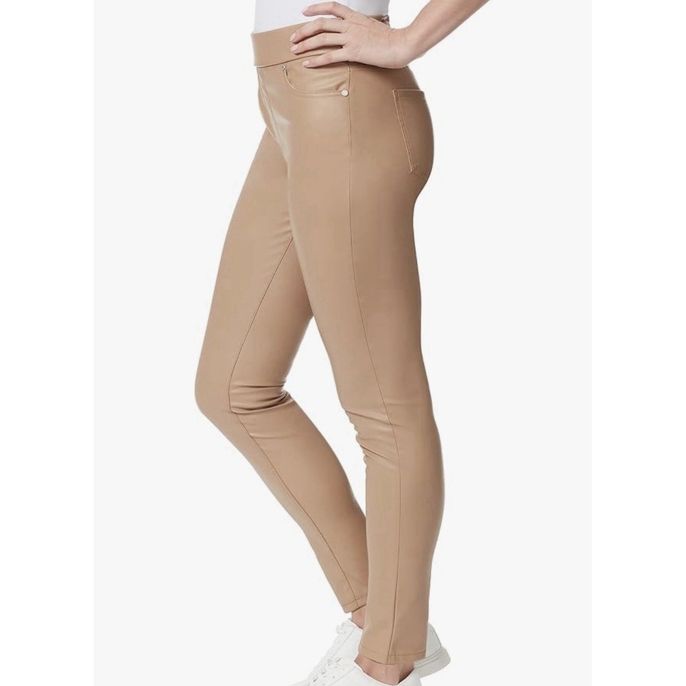 Gloria Vanderbilt Womens Coated Pants SZ8 Buckskin Pull On Stretch Jegging NWT